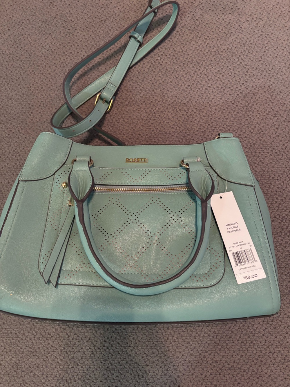Rosetti Mint Green Perforated Shoulder Bag